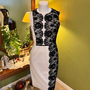 Karen Millen Black and White Lace Dress